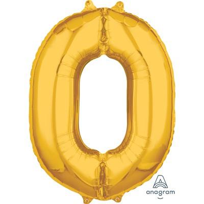 Balloon Foil Megaloon Num 0 Gold 66cm