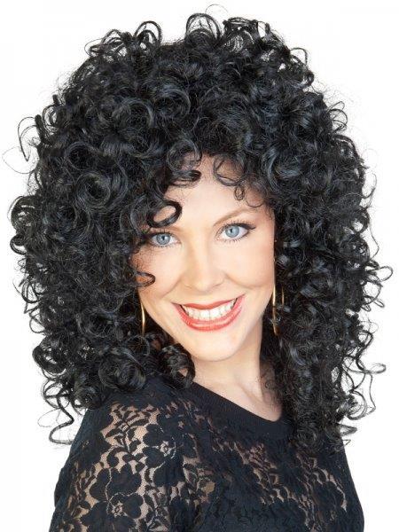 Wig Cher Black Curly Long Rock n Roll Costume Accessory