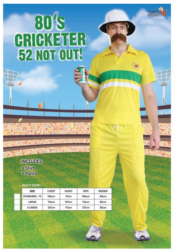 Costume Adult 80s Cricketer Yellow