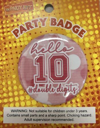 Badge Double Digits Pink 6cm