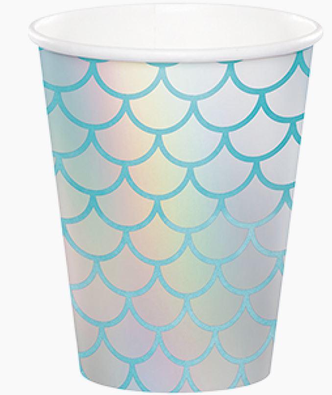 Mermaid Shine Iridescent Paper Cups 266ml Pk/8