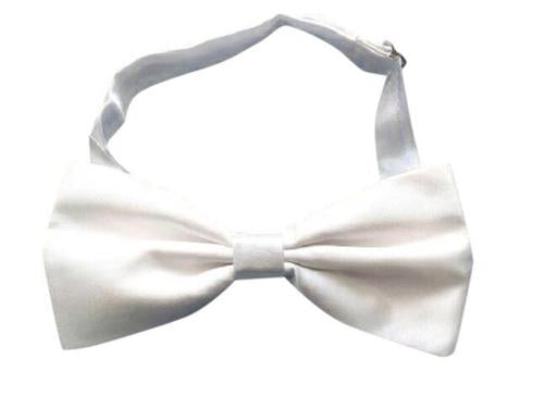 Bow Tie White Satin Adjustable