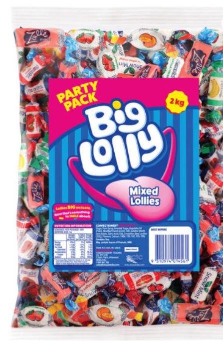 Confectionary Lollies Mixed Lollies Big Lolly 2kg Wrapped Pk/400 Approx