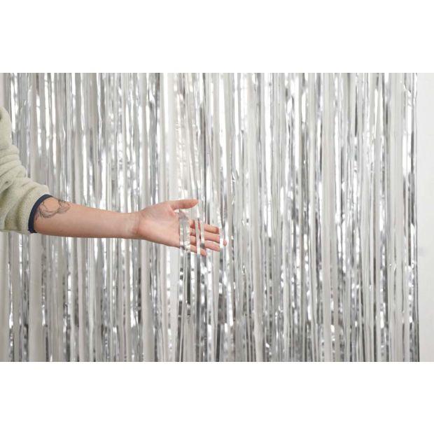 Curtain Satin Chrome Silver Mylar Extra Large 1m X 2.4m - Discontinued Line