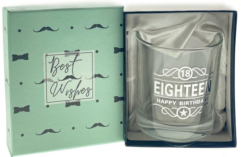 Gift Glass Scotch Rum Eighteen 18 Happy Birthday