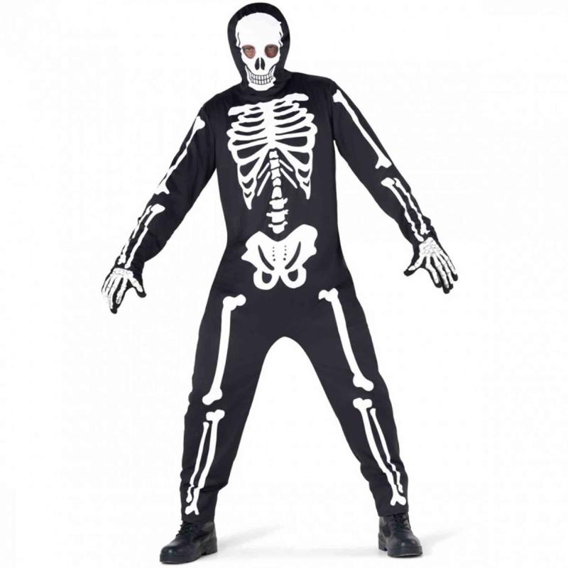 Costume Adult Skeleton Jumpsuit with Hood