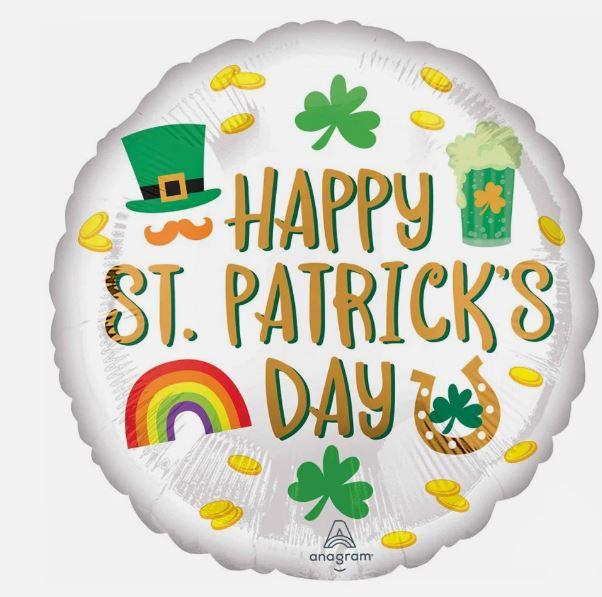 Balloon Foil 45cm Happy St Patricks Day Icons