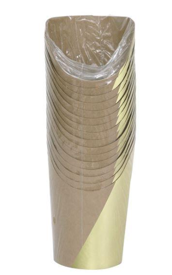 Catering Disposable Charcuterie Board Paper Cups 222ml Kraft & Gold Pk/16