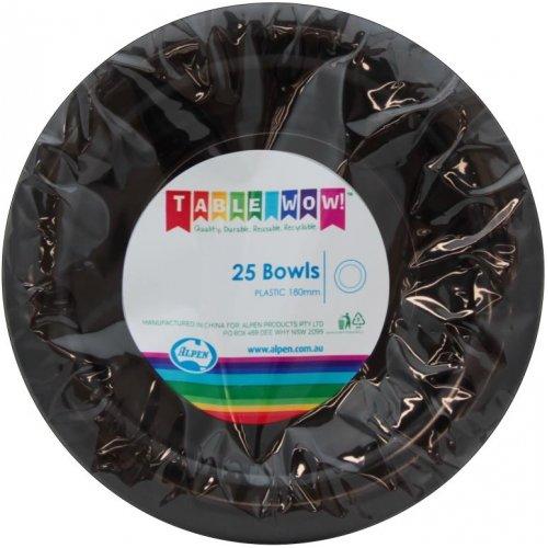 Bowls 18cm Black Plastic Pk/25