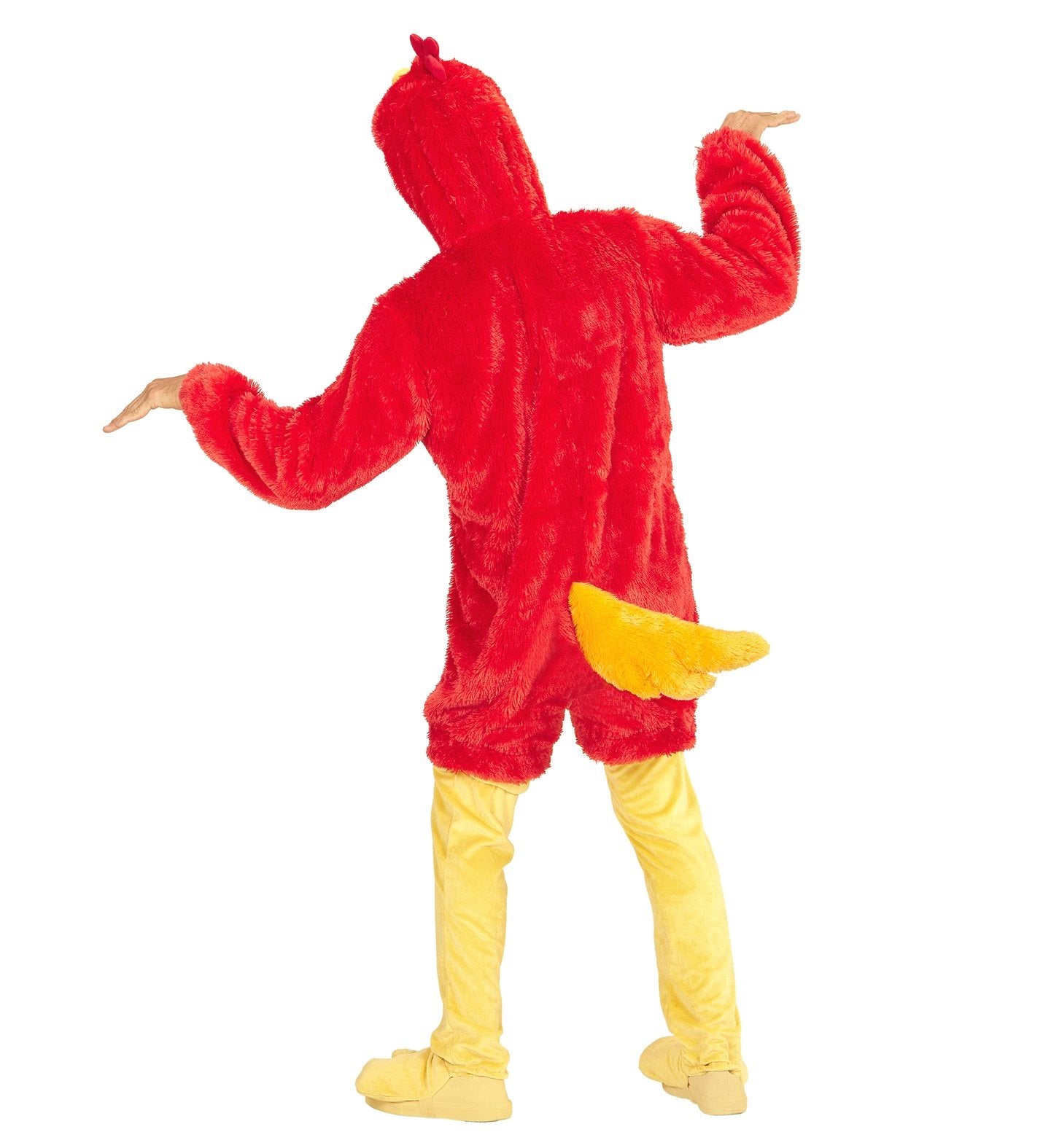 Costume Adult Red Bird Soft Plush Hooded Jumpsuit