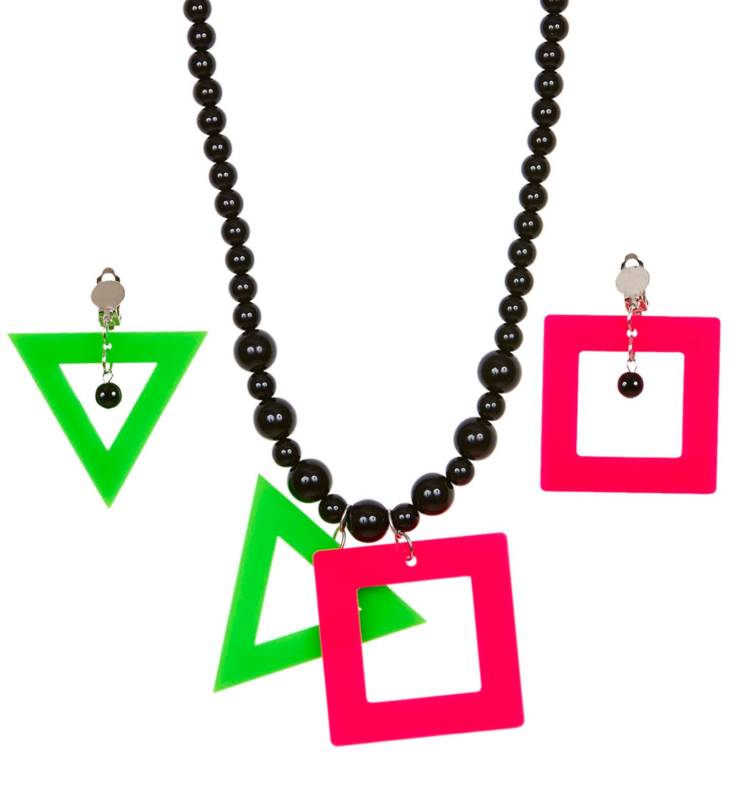 Necklace and Earring Set 1980s Neon Geometric Style