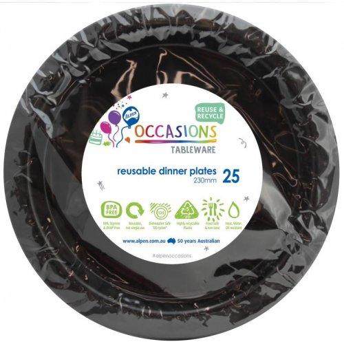 Plates 230mm Black Plastic Pk 20