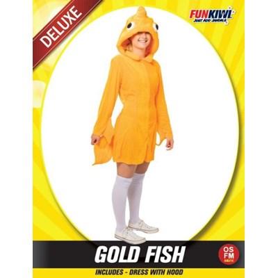 Costume Adult Animal Yellow Gold Fish Dress With Hood