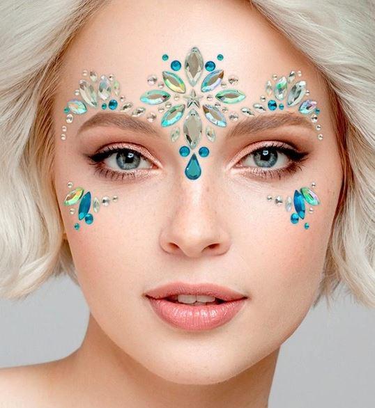 Face Jewels Blue & Diamonds Ice Princess/Fairy/Queen Adhesive Costume