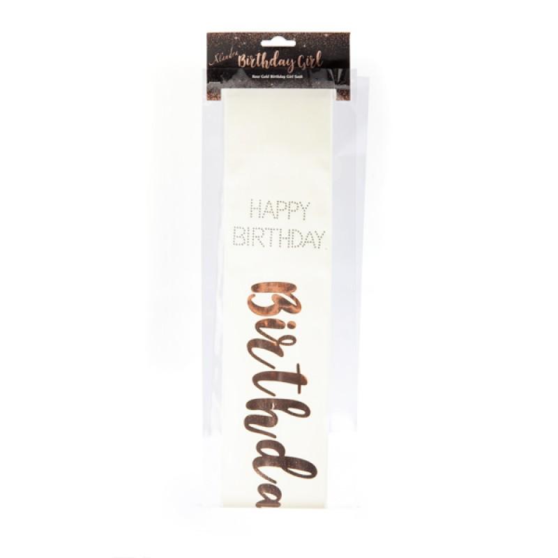 Sash Birthday Girl Rose Gold/White