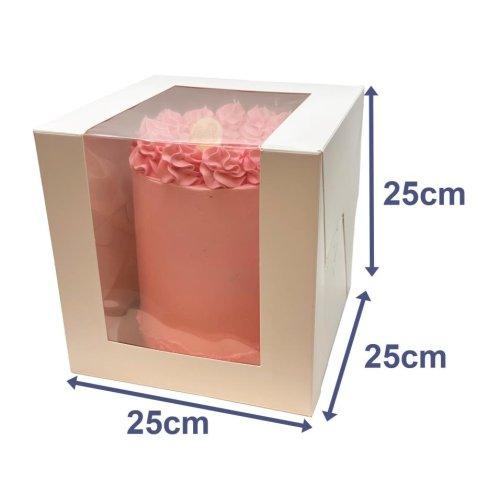 Cake Box White 10 Inch (25cm) Clear Window 1 Side and Top Each