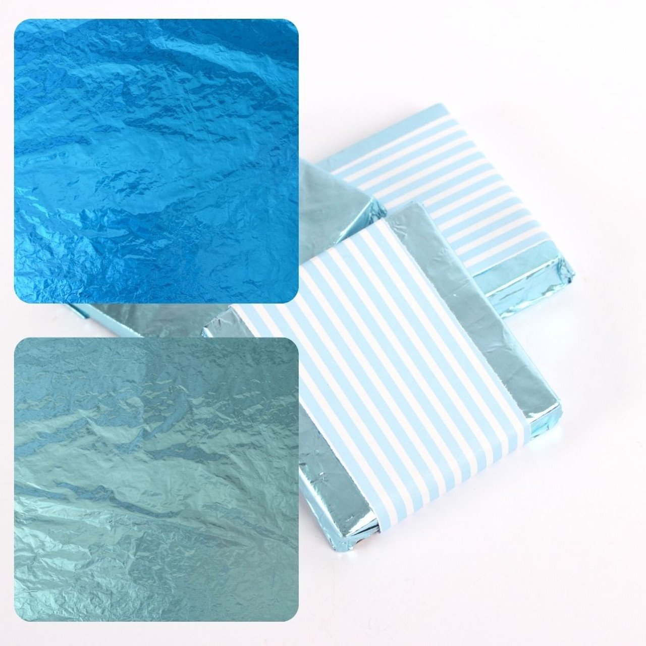 Chocolate Wrapping Foil Sheets Bright Blue & Light Blue Pk/4