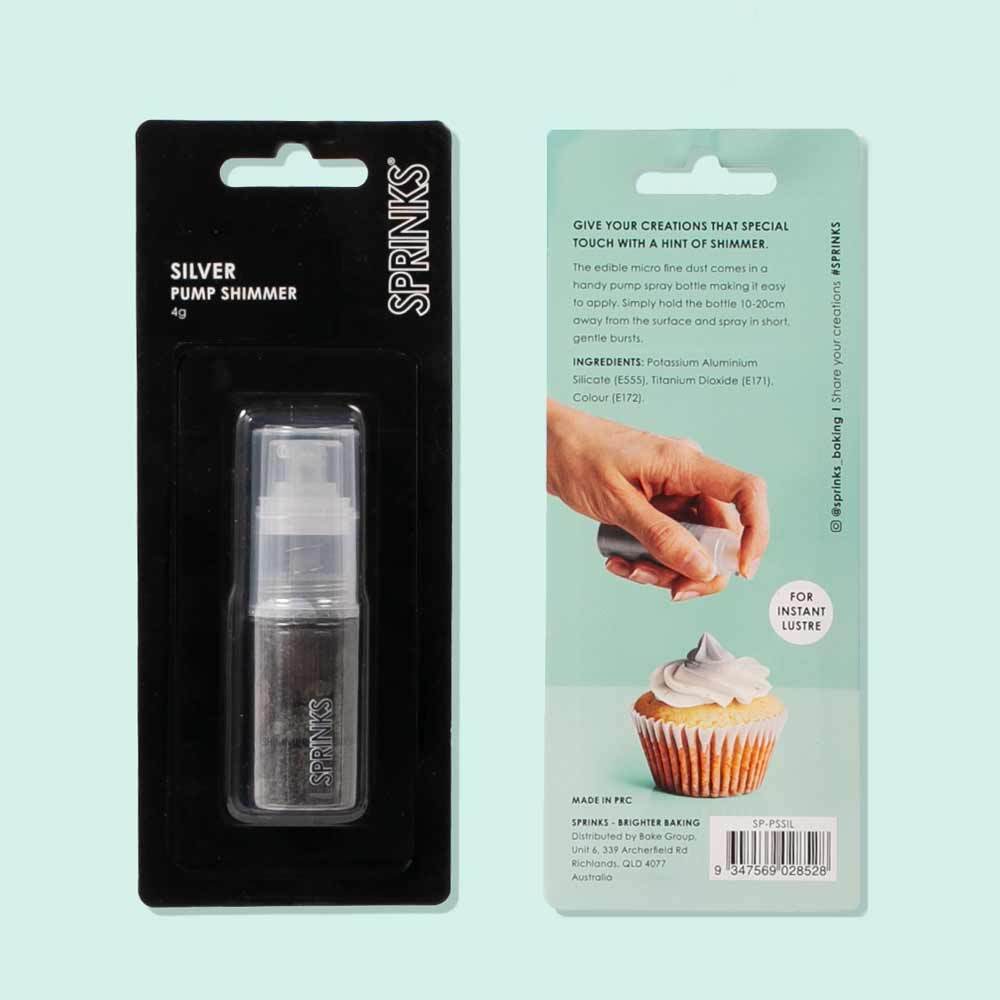 Cake Decorating Pump Shimmer Silver Micro Lustre Dust 4g