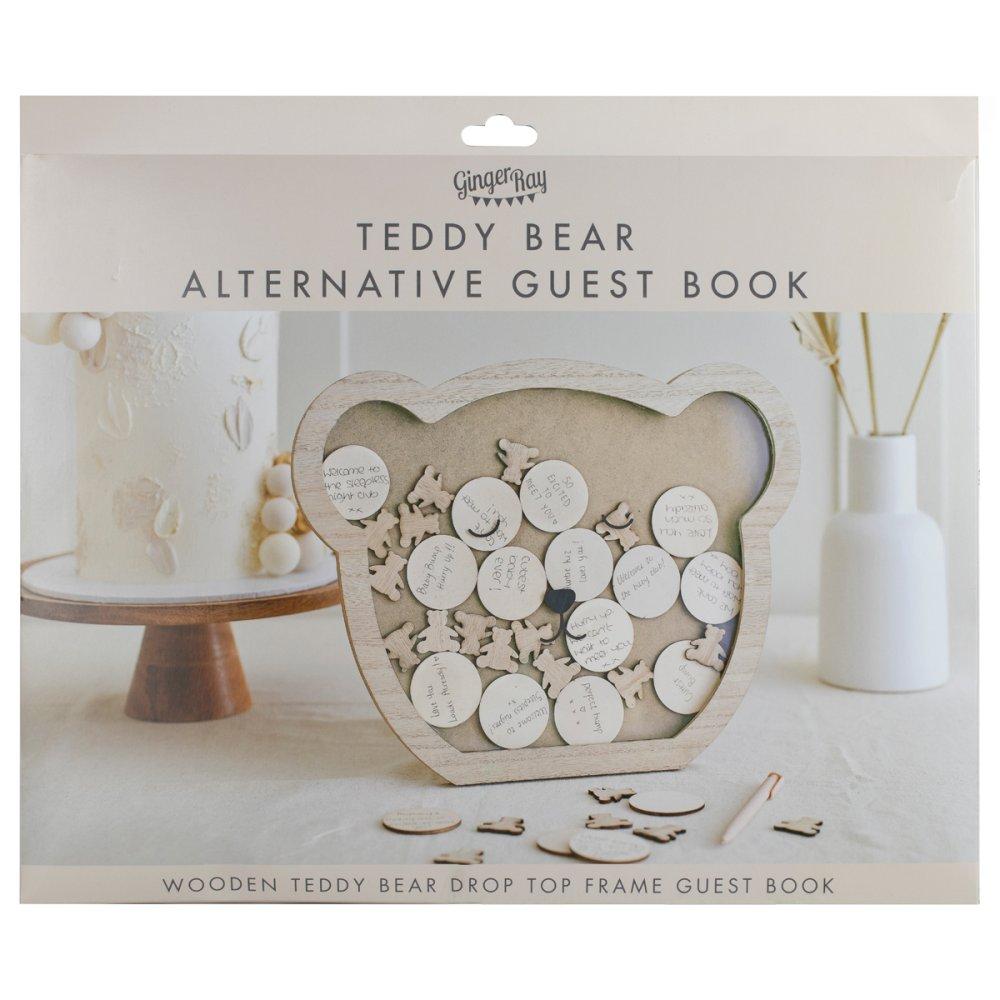 Teddy Bear Wooden Guest Book/Signature Token Baby Shower Keepsake