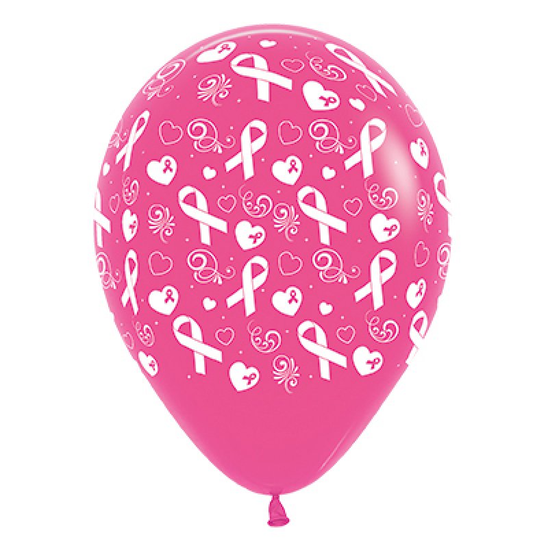 Bal 28cm Fuchsia Pink Ribbon Breast Cancer Latex Pk 6