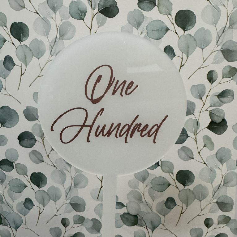 Topper Round One Hundred Frosted - Script Rose Gold