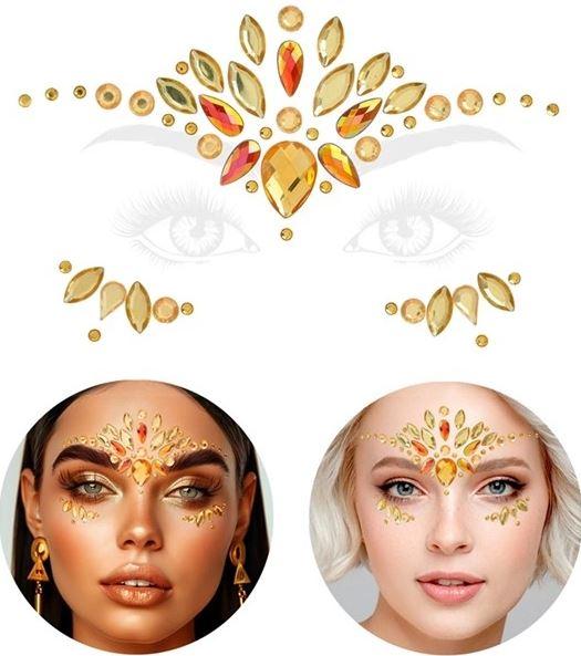 Face Jewels Golden Yellow Diamonds Princess/Fairy Adhesive Costume