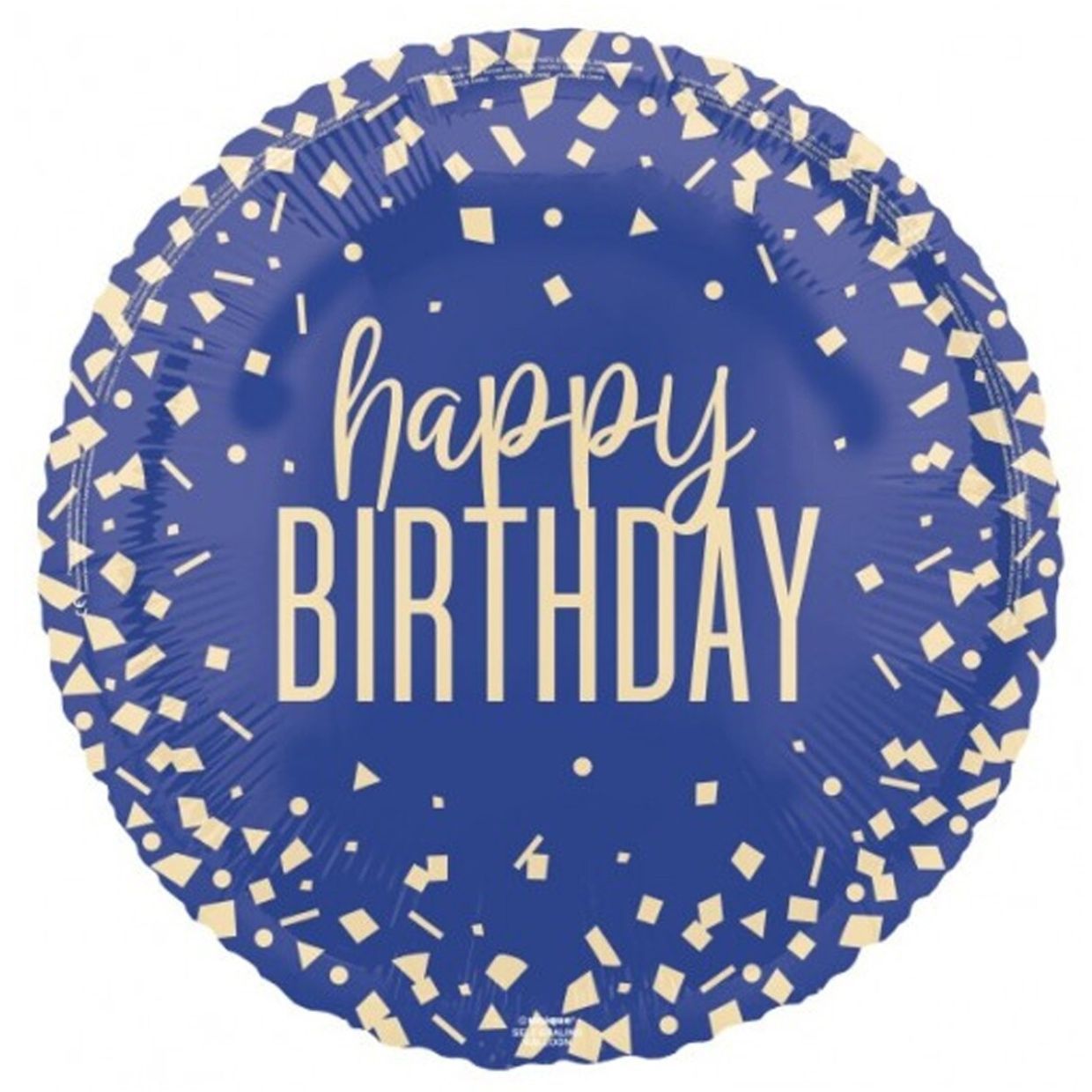 Balloon Foil 45cm Happy Birthday Navy Blue Confetti