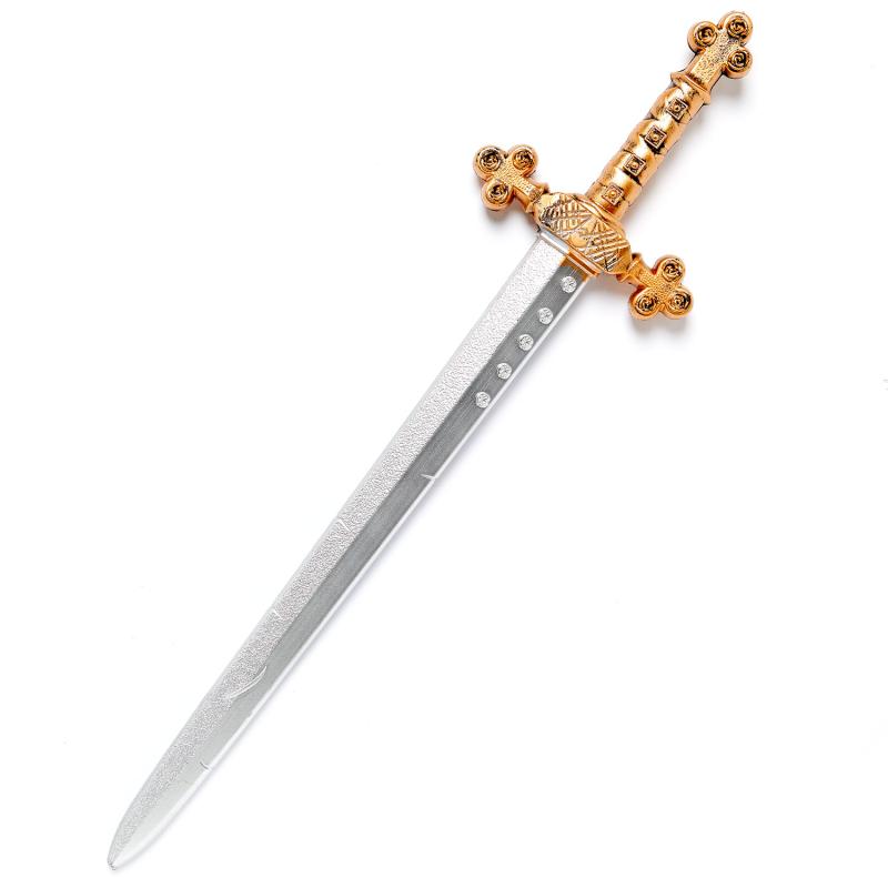 Weapon Costume Prop Sword Medieval Knight Golden Handle Plastic Toy