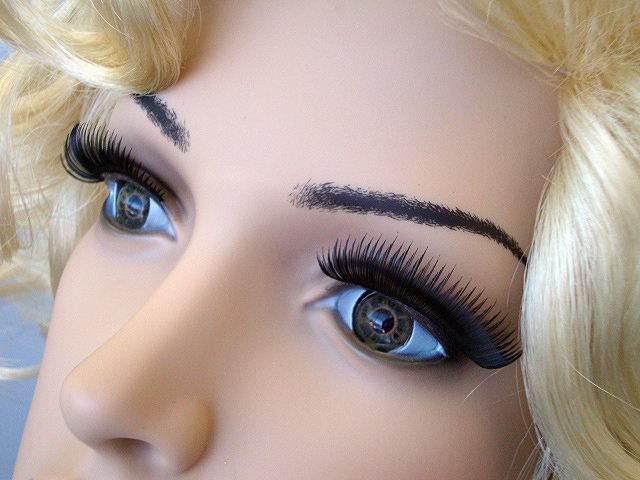 Costume False Eyelashes Black Plain Deluxe