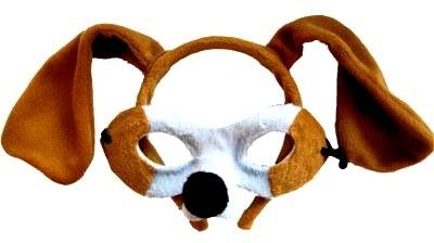 Animal Costume Headband & Mask Set Dog Brown/White