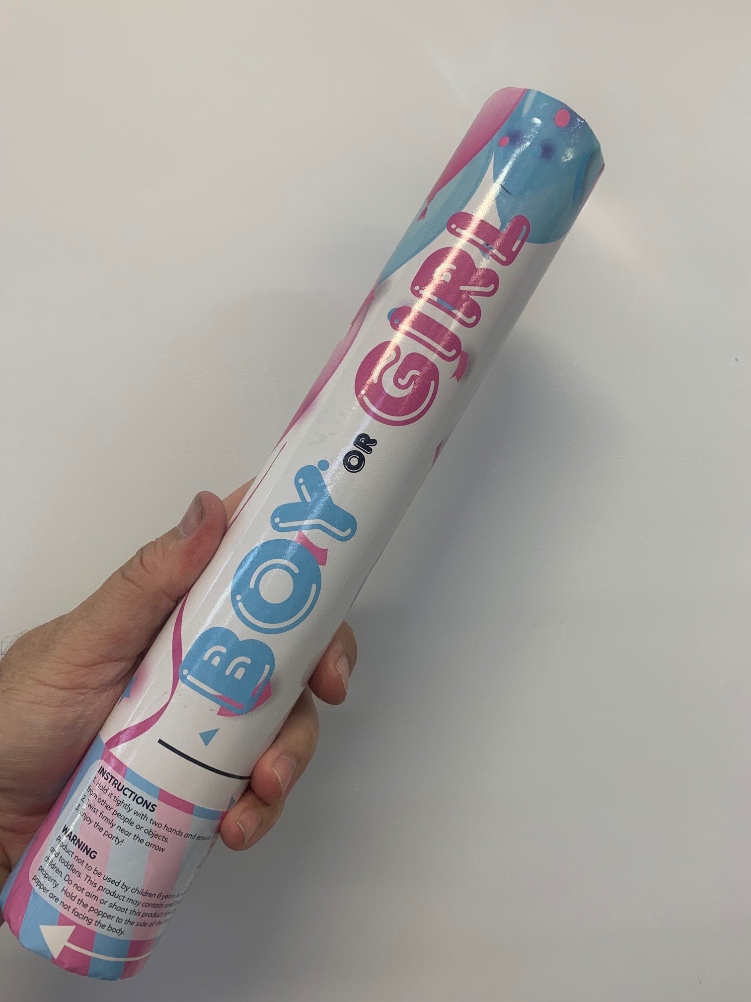 Large Gender Reveal Pink Tissue Confetti/Popper 30cm Cannon Each