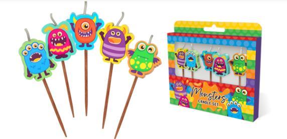 Candle Novelty Monsters/Aliens/Space Pick Pk/5