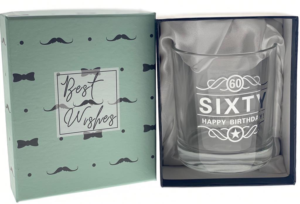 Gift Glass Scotch Rum Sixty 60th Happy Birthday