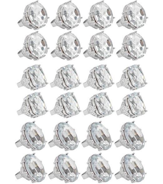 Costume Ring Jewel Diamond Large Each Assorted Styles (Round/Oval/Square)