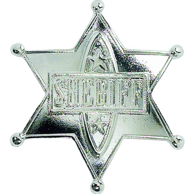 Badge Silver Star Sheriff Costume Accessory Toy Plastic