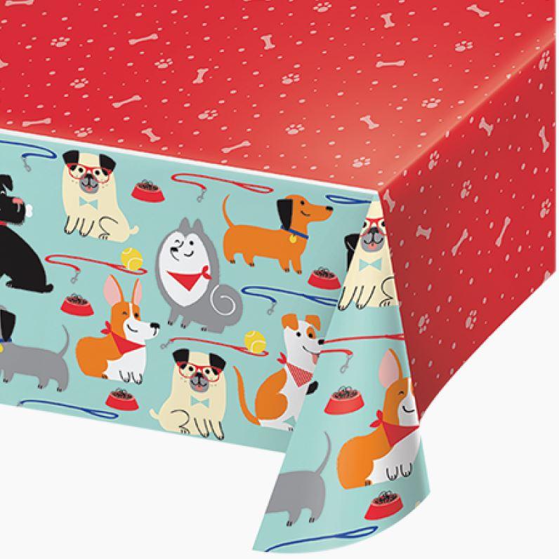 Dog Party Tablecover Plastic 259cm x 137cm