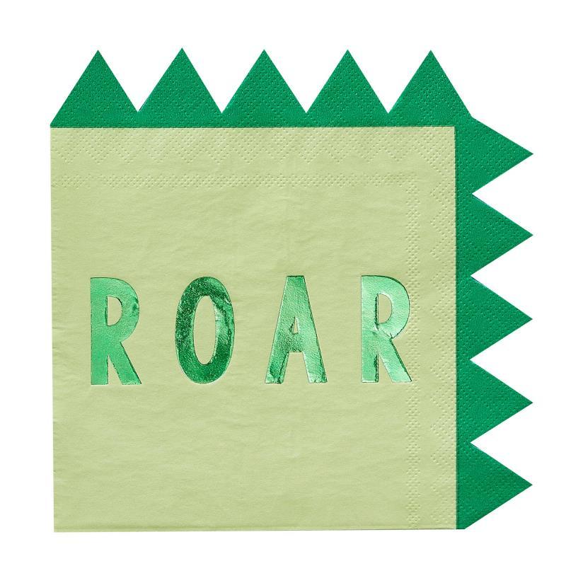Roar Dinosaur Shaped Napkins 16cm Pk/16 - Discontinued Line Last Chance