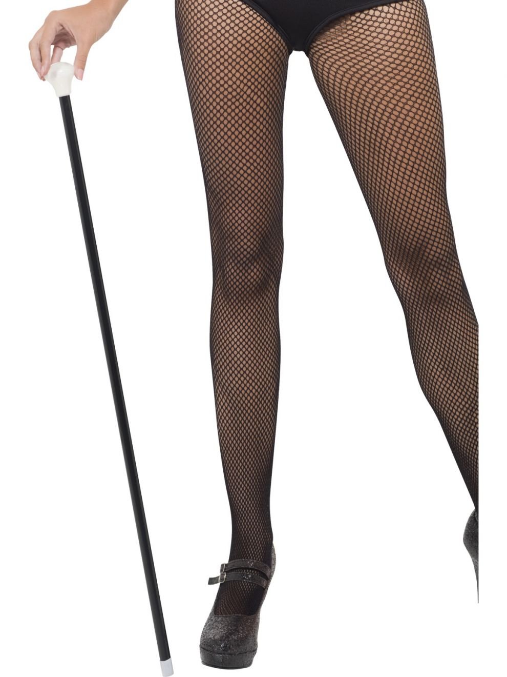 1920s Dancers Cane Black With White Tip Sounding Stick Collapsible 102cm