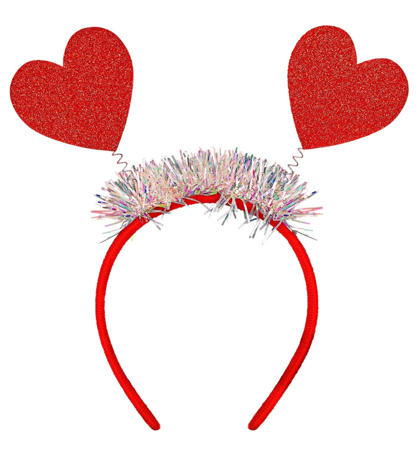 Costume Accessory Headband Boppers With Red Glitter Hearts Valentines Love