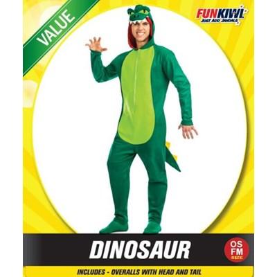 Costume Adult Animal Jurassic T- Rex Dinosaur With Hood & Tail Green