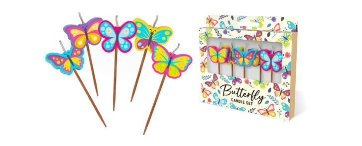 Candle Novelty Butterflies Assorted Pick Pk/5