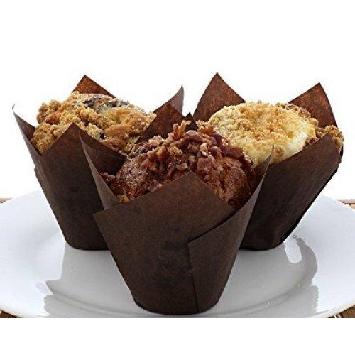 Baking Cups/Cases Tulip Muffin Wrap Chocolate Brown Paper Pk/250 60mm Base