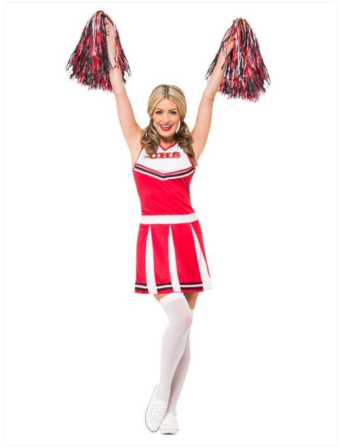 Costume Adult Cheerleader Red & White