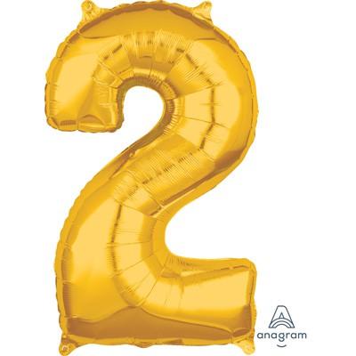 Balloon Foil Megaloon Num 2 Gold 66cm