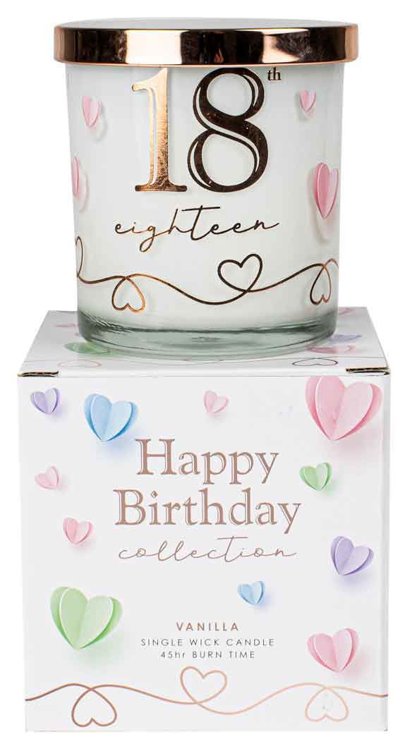 Gift Candle 18th Eighteen Birthday Vanilla Scent Deluxe
