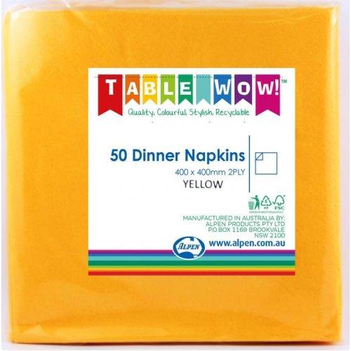 Napkins Dinner 2ply Yellow Pk/50