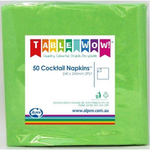 Napkins Beverage/Cocktail Lime Green 2ply Pk/50