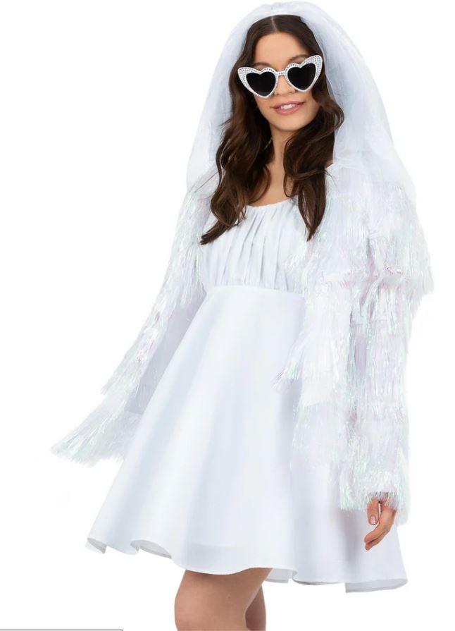 Costume Adult Jacket Tinsel Fever Iridescent White