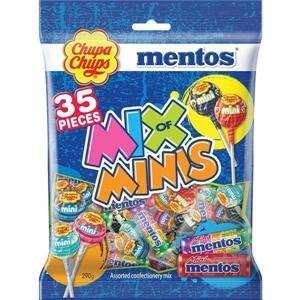Confectionary Lollies Chupa Chups Mix of Wrapped Mentos Minis Pk/35 290g