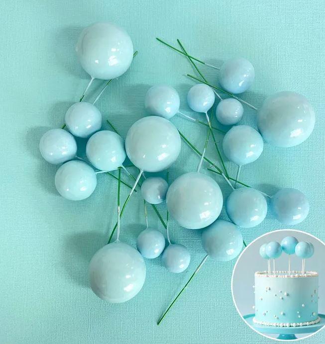Cake Toppers Deco Foam Balls Baby Light Pastel Blue Pk/20